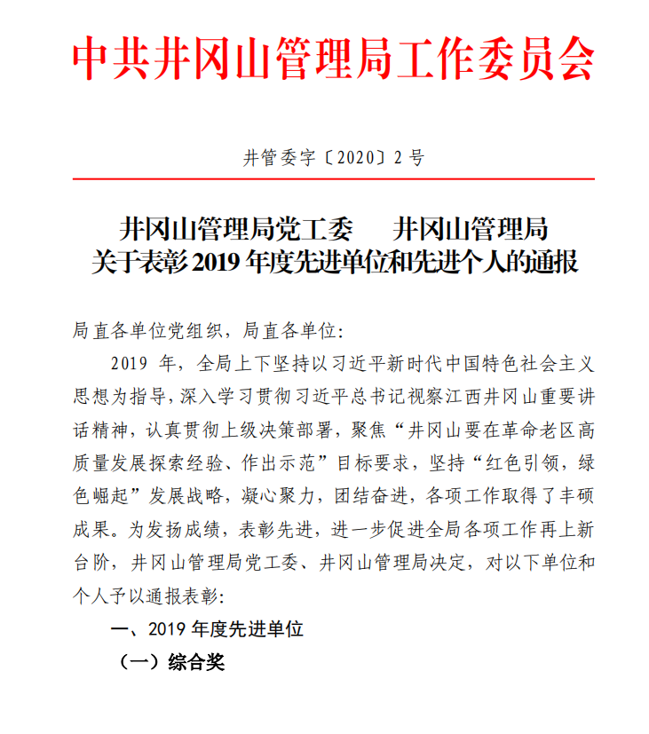 19年井岡山紅色培訓先進單位表彰